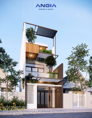 Mẫu số 10: Thiết kế nhà phố 5x17m phong cách hiện đại nhiệt đới